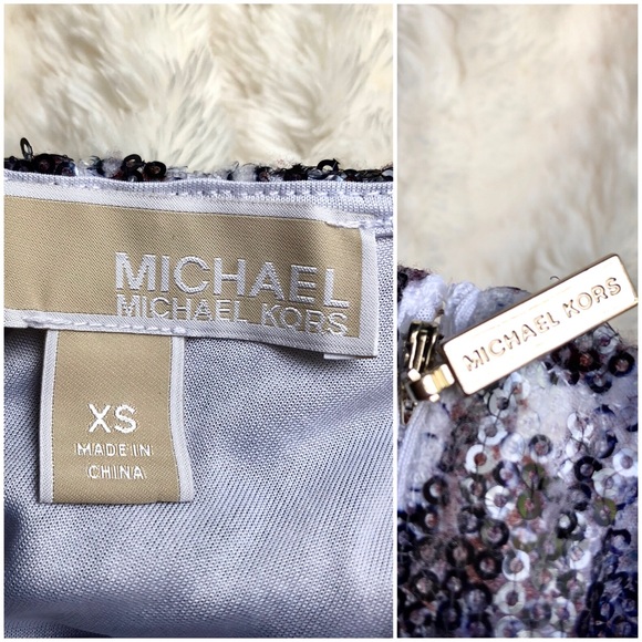 MICHAEL KORS⚡️ Gorgeous Sequin Ruched Sleeves Midi Dress_XS - Picture 9 of 13
